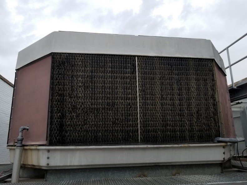 cooling tower with a HydroFLOW unit installed for legionella control